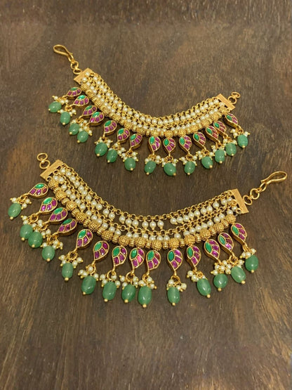 Ishhaara Jadau Kundan Pearl Studded Earchains