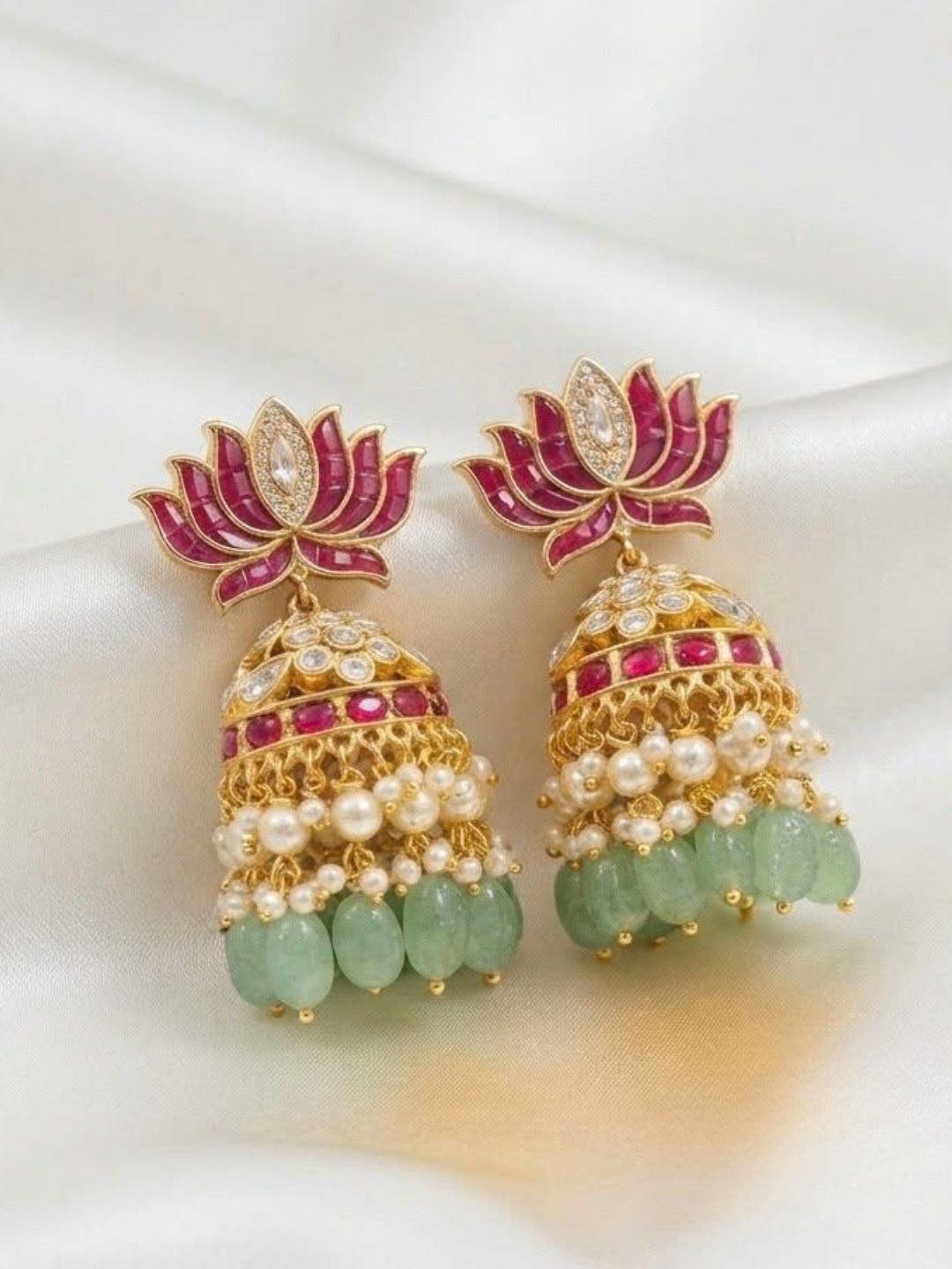 Ishhaara Jadau Kundan Studded Lotus Jhumka