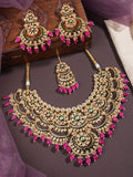 Ishhaara Jadau Kundan Studded Necklace With Chandbali Earrings