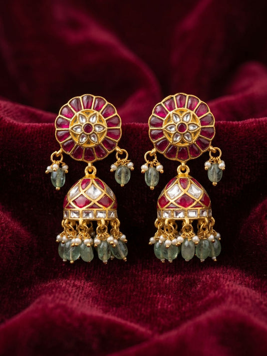 Ishhaara Jadau Kundan Temple Jhumka Earrings