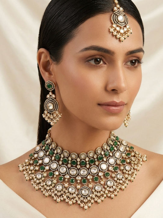 Ishhaara Jadau Polki Kundan Meenakari Bridal Necklace Set