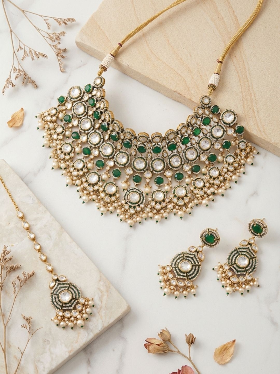 Ishhaara Jadau Polki Kundan Meenakari Bridal Necklace Set