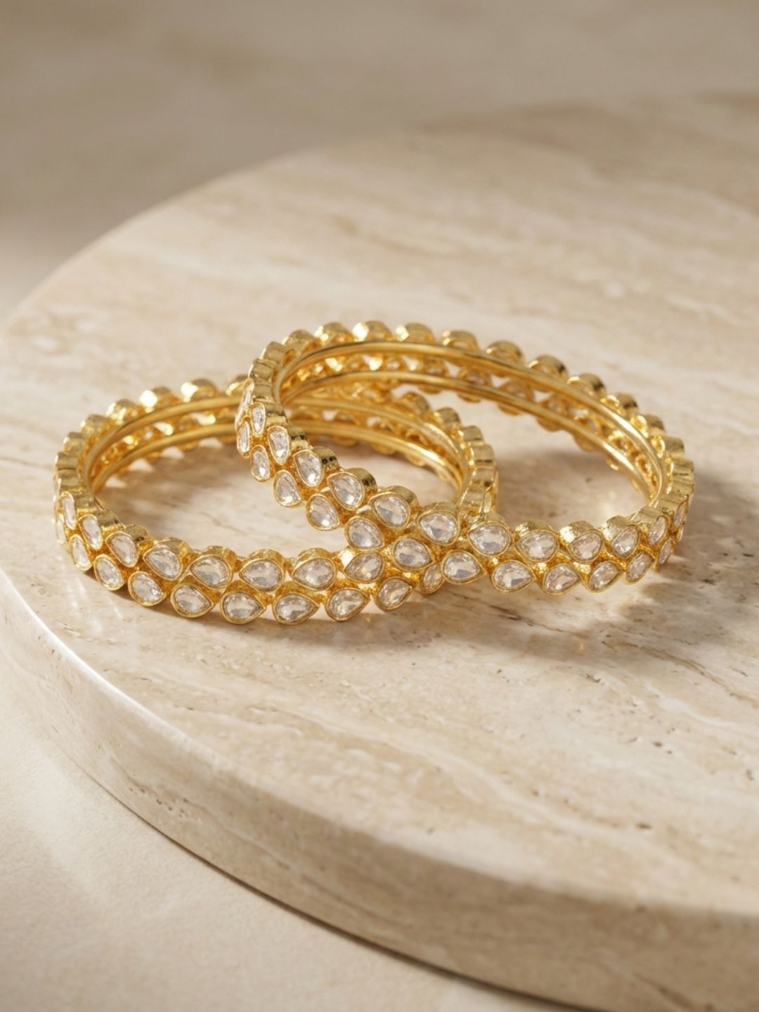 Ishhaara Jadau Rajwadi Drop Shaped Traditional Kundan Bangles