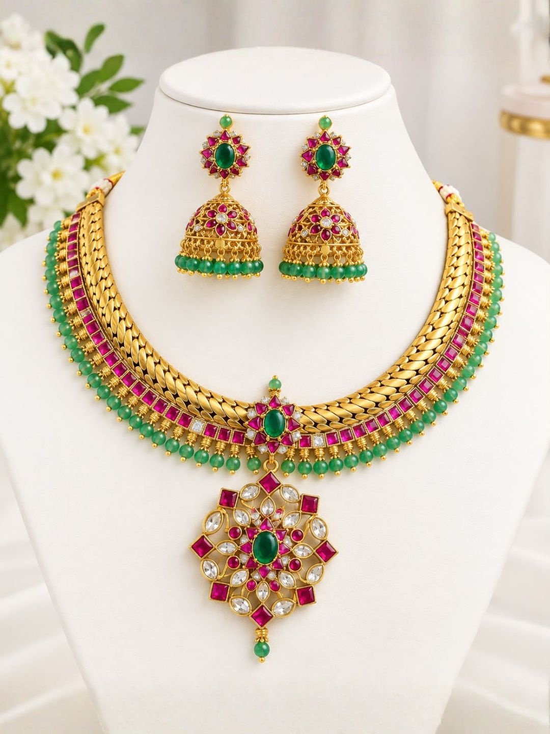 Ishhaara Jadau Ruby Stone Studded Necklace