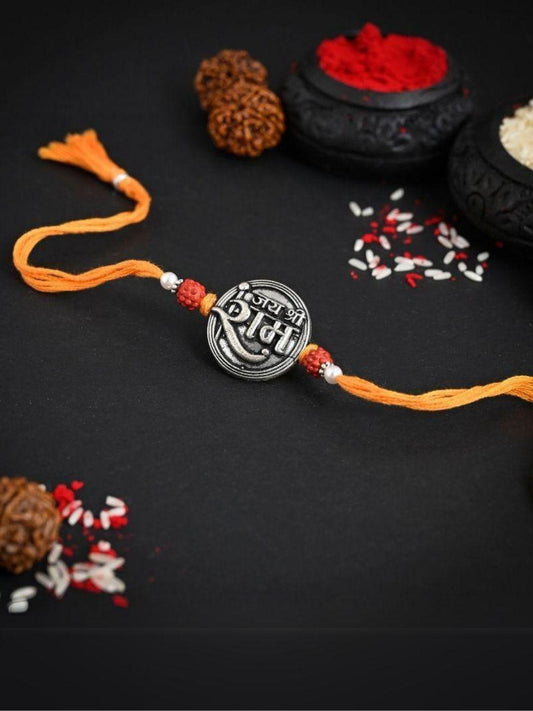Ishhaara Jai Shri Ram Embedded German Silver Rakhi