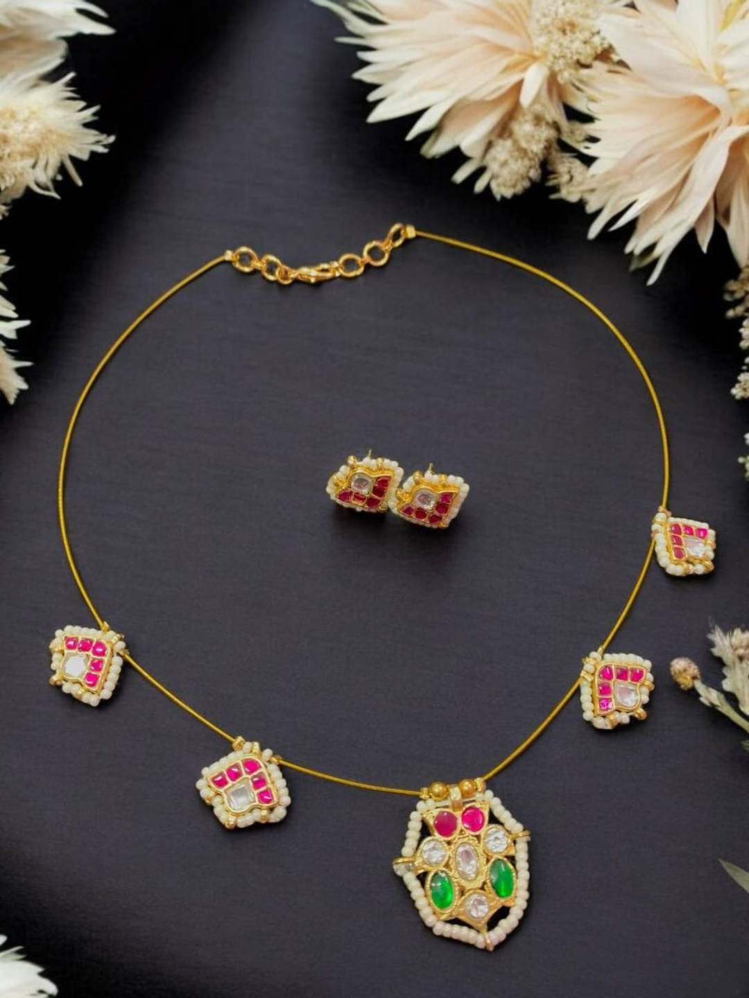 Ishhaara Jhumka Shaped Kundan Jadau Invisible Necklace