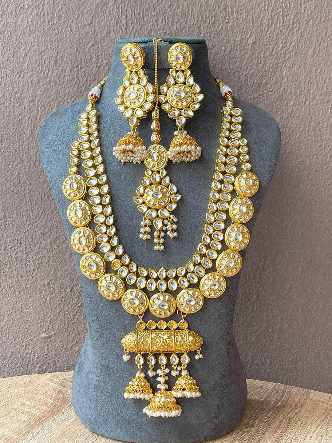 Ishhaara Jhumka Studded Kundan Long Necklace