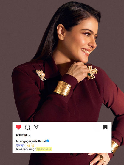 Ishhaara Kajol Devgan In Emerald Green Stone Ring