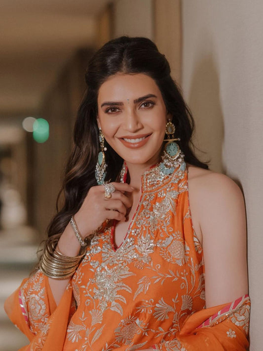 Ishhaara Karishma K Tanna In Cutwork Chandbali Earrings