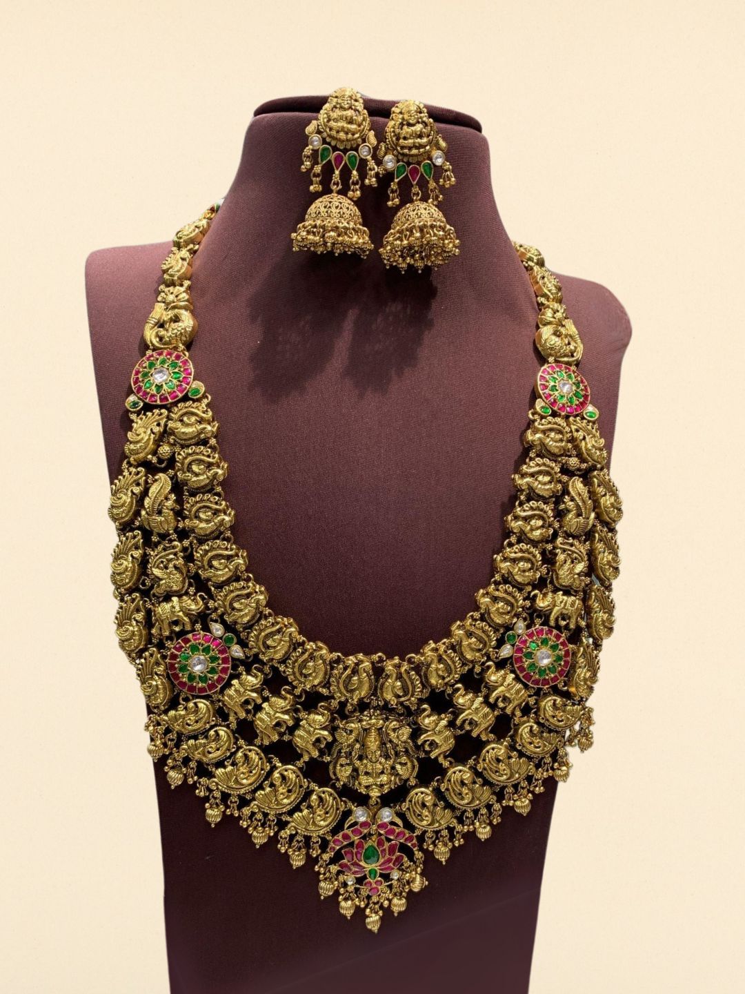 Ishhaara Kemp And Kundan Stone Studded Three Layered Necklace