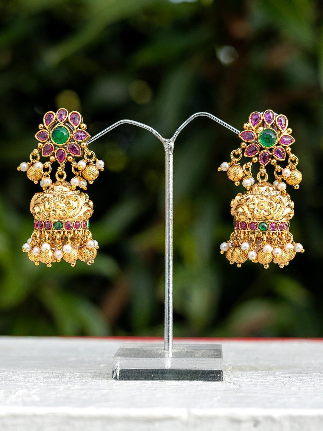 Ishhaara Kemp Floral Jhumkas