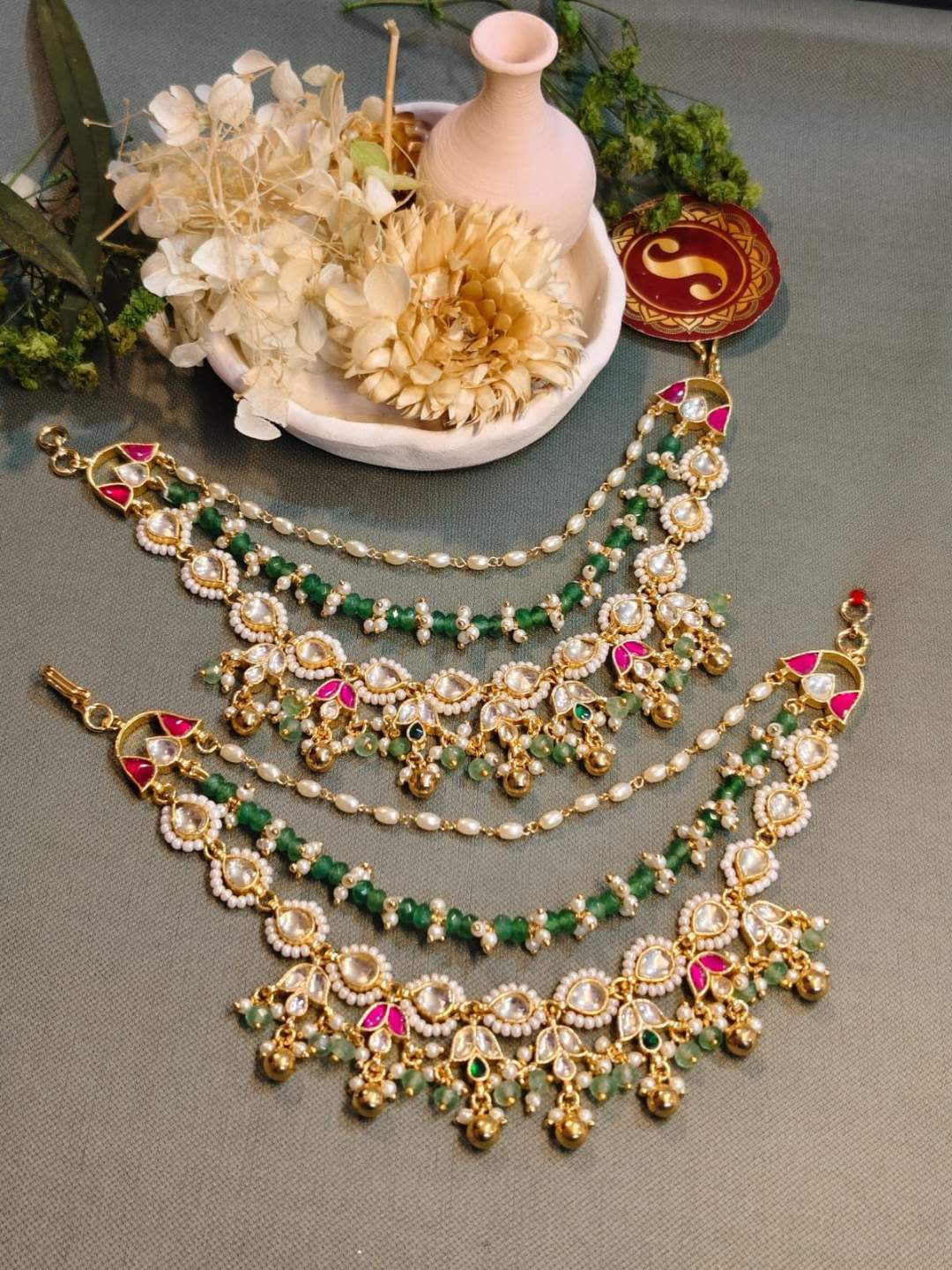 Ishhaara Kemp Jadau Lotus Ear Chains