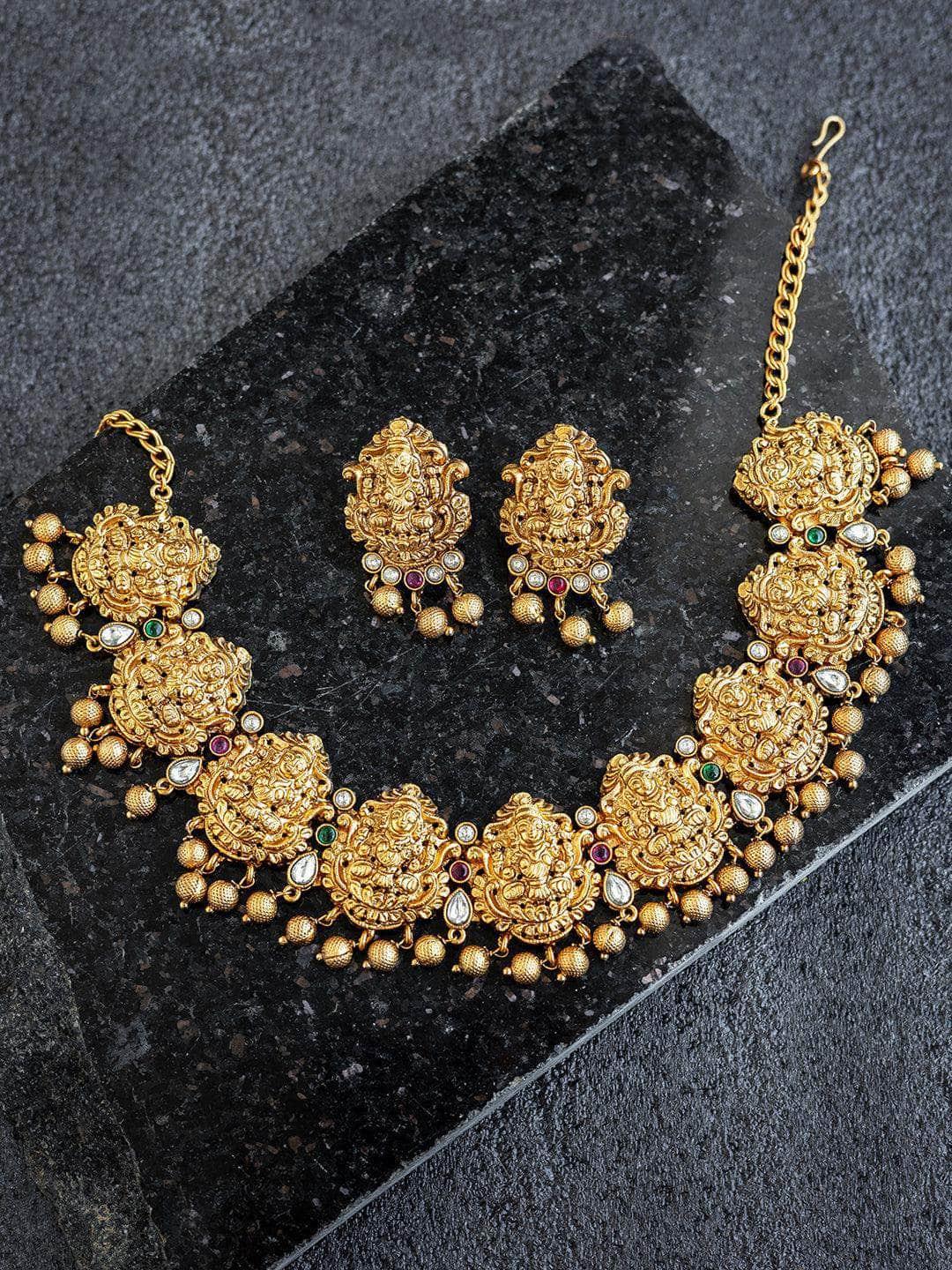 Ishhaara Kemp Lakshmi Designer Necklace With Studs