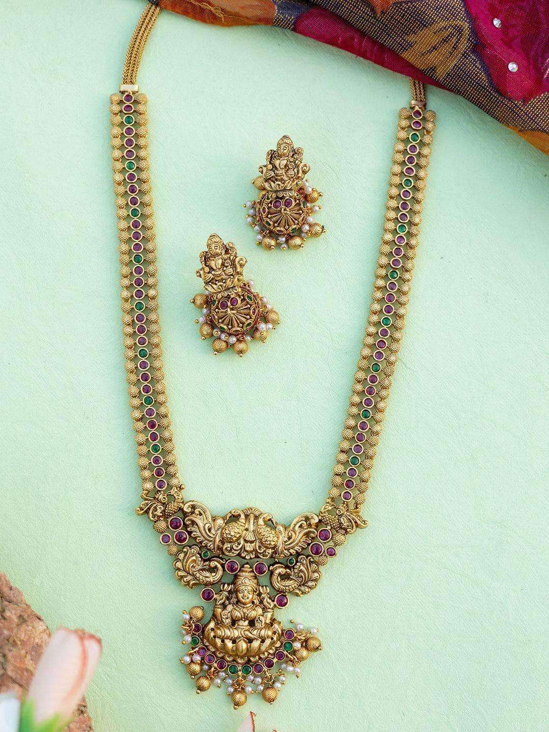 Ishhaara Kemp Lakshmi Necklace With Jhumkas