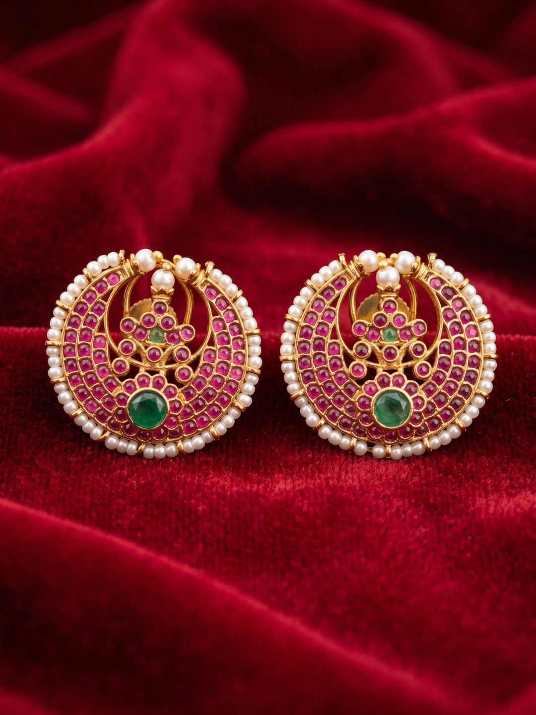 Ishhaara Kemp Moon Shaped Stud Earrings