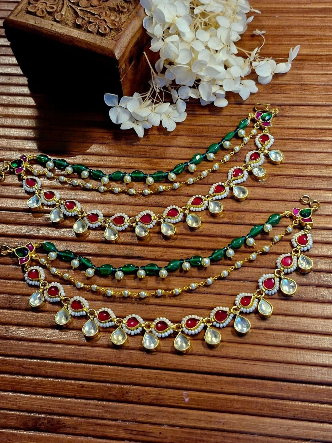 Ishhaara Kemp Stone 3 Layered Earchain