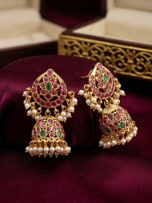 Ishhaara Kemp Stone Jhumka Earrings