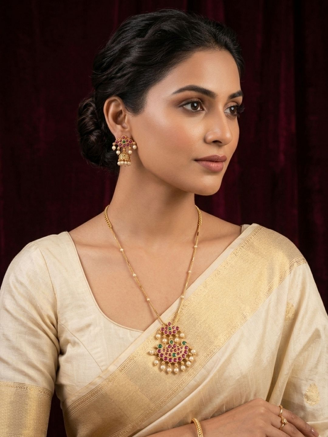 Ishhaara Kemp Stone Studded Pendant Necklace