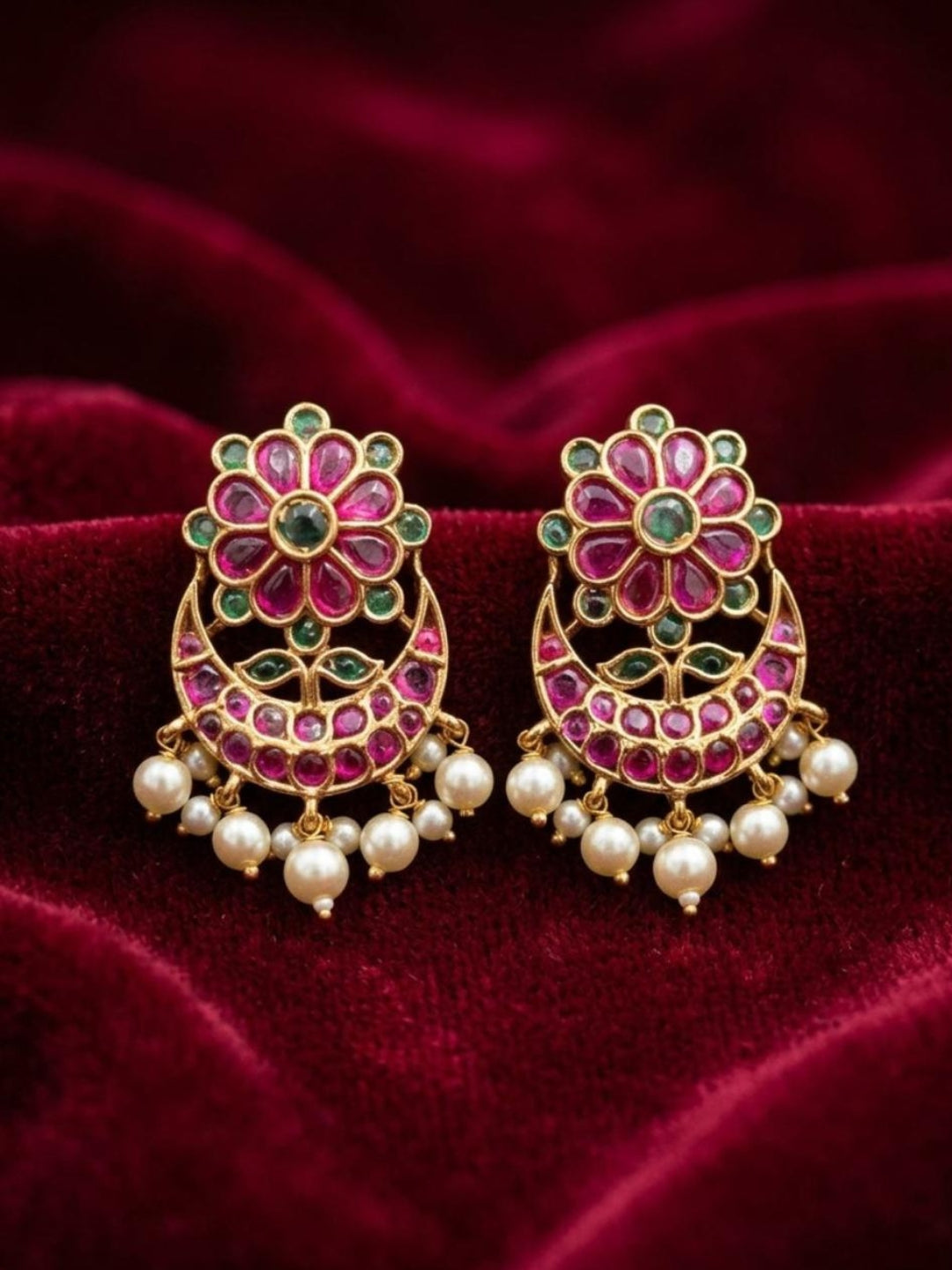 Ishhaara Kemp Studded Floral Earrings