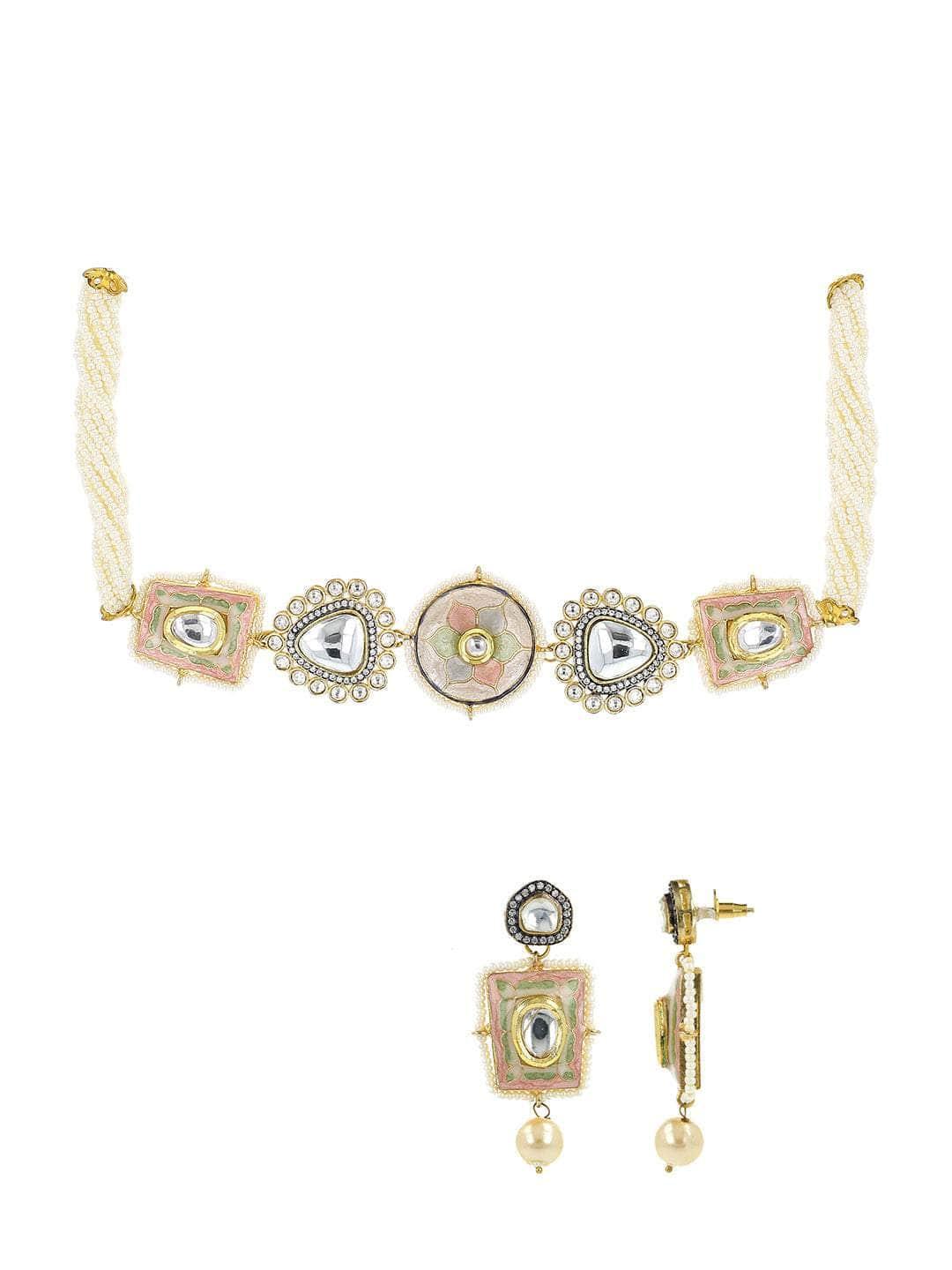 Ishhaara Kinjal In Meena Painted Patchi Choker Set