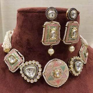 Ishhaara Kinjal In Meena Painted Patchi Choker Set