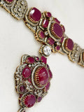 Ishhaara Kohinoor Ruby 925 Silver Necklace Set