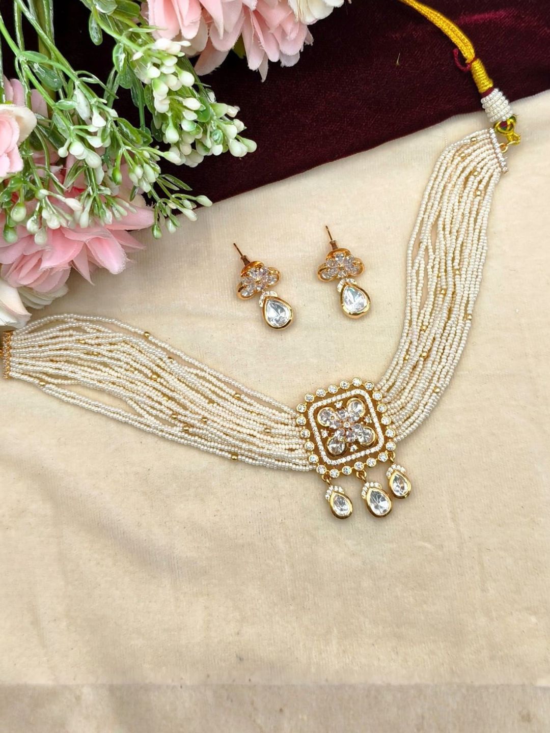 Ishhaara Kundan And Beaded Multi Strand Choker