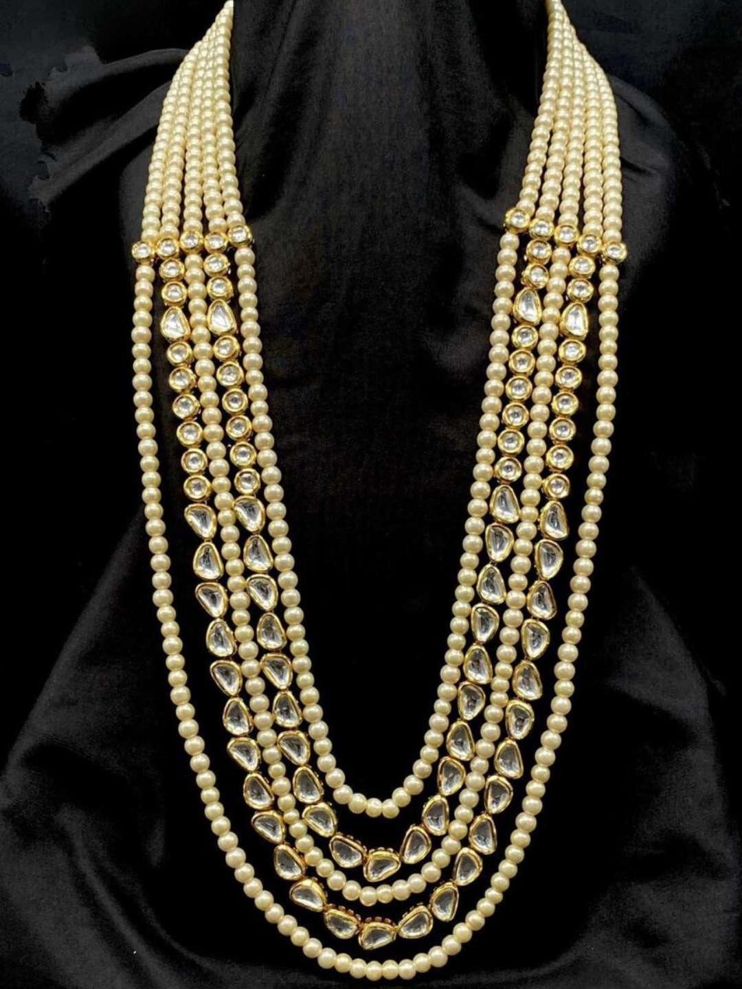Ishhaara Kundan And Pearl Layered Groom Necklace