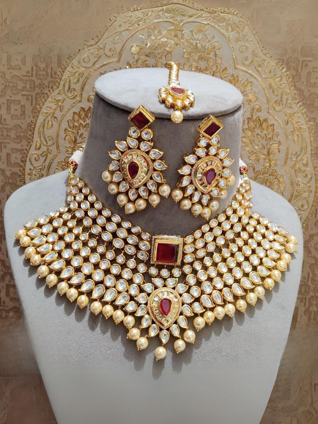 Ishhaara Kundan And Red Onyx Statement Jewelry Set