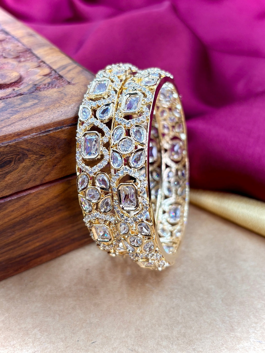 Ishhaara Kundan Bangle Bracelet — handcrafted Indian jewellery - view 5