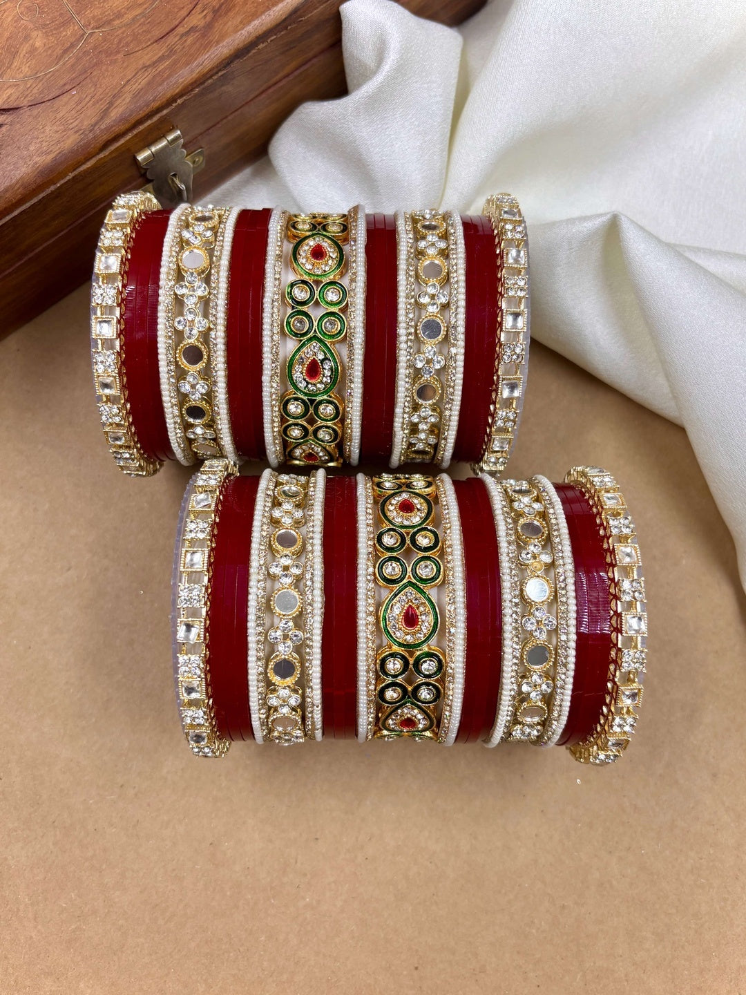 Ishhaara Kundan Bangle Cuff with Polki Stones — handcrafted Indian jewellery - view 3
