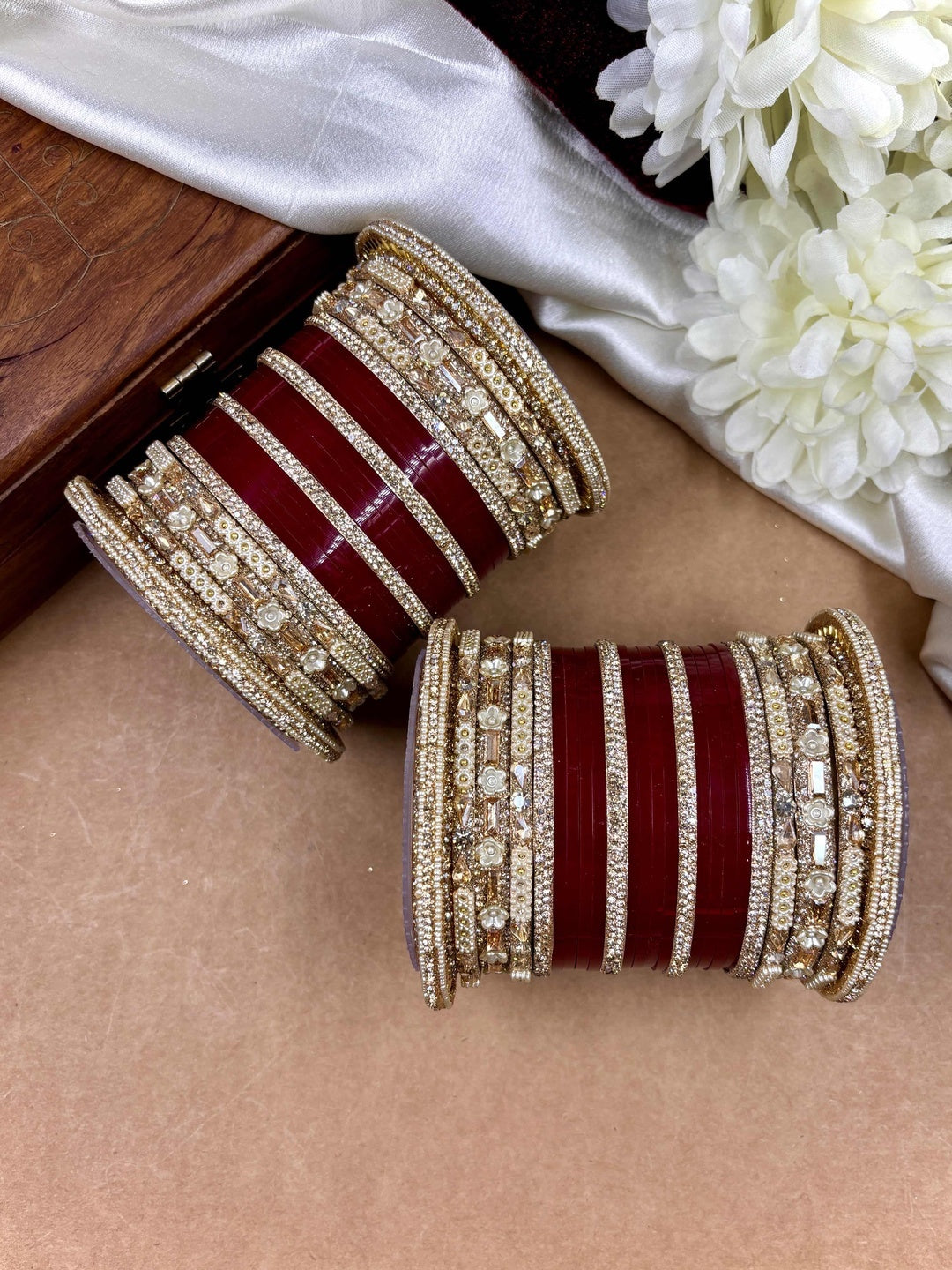 Ishhaara Kundan Bangle Set with Diamond Polki Work — handcrafted Indian jewellery - view 3
