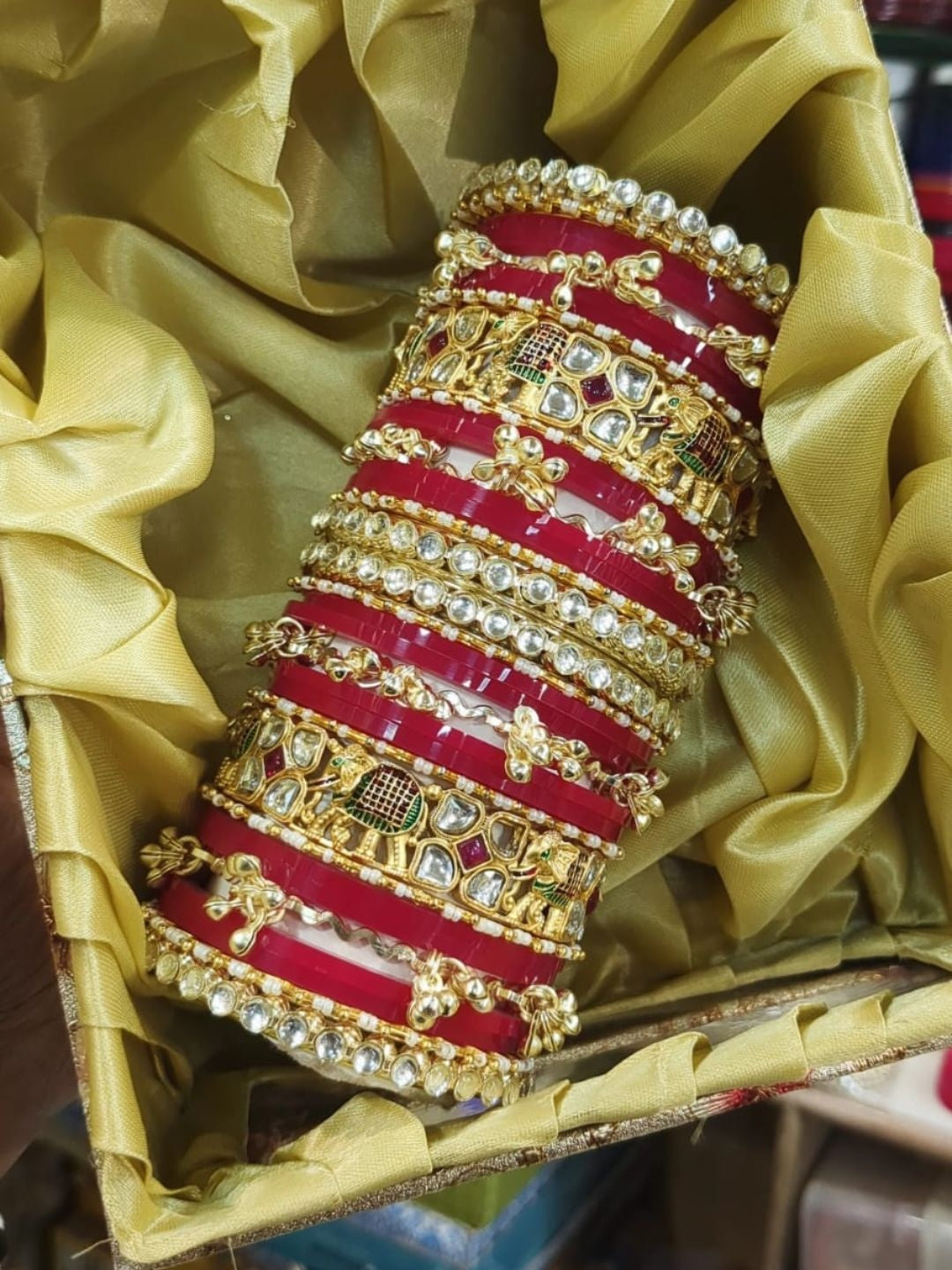 the brand Kundan Bangle Set with Gold Plating — handcrafted Indian jewellery