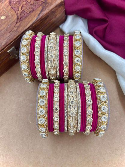 Ishhaara Kundan Bangle Set with Polki Stones — handcrafted Indian jewellery - view 16