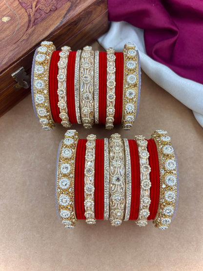 Ishhaara Kundan Bangle Set with Polki Stones — handcrafted Indian jewellery - view 18