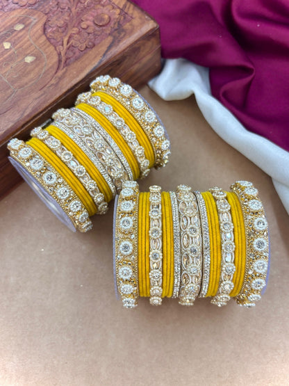 Ishhaara Kundan Bangle Set with Polki Stones — handcrafted Indian jewellery - view 21