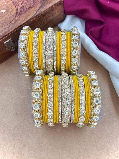 Ishhaara Kundan Bangle Set with Polki Stones — handcrafted Indian jewellery - view 24