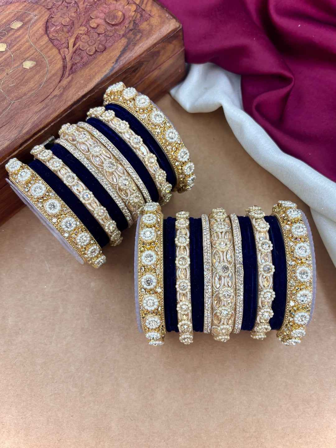 Ishhaara Kundan Bangle Set with Polki Stones — handcrafted Indian jewellery - view 3