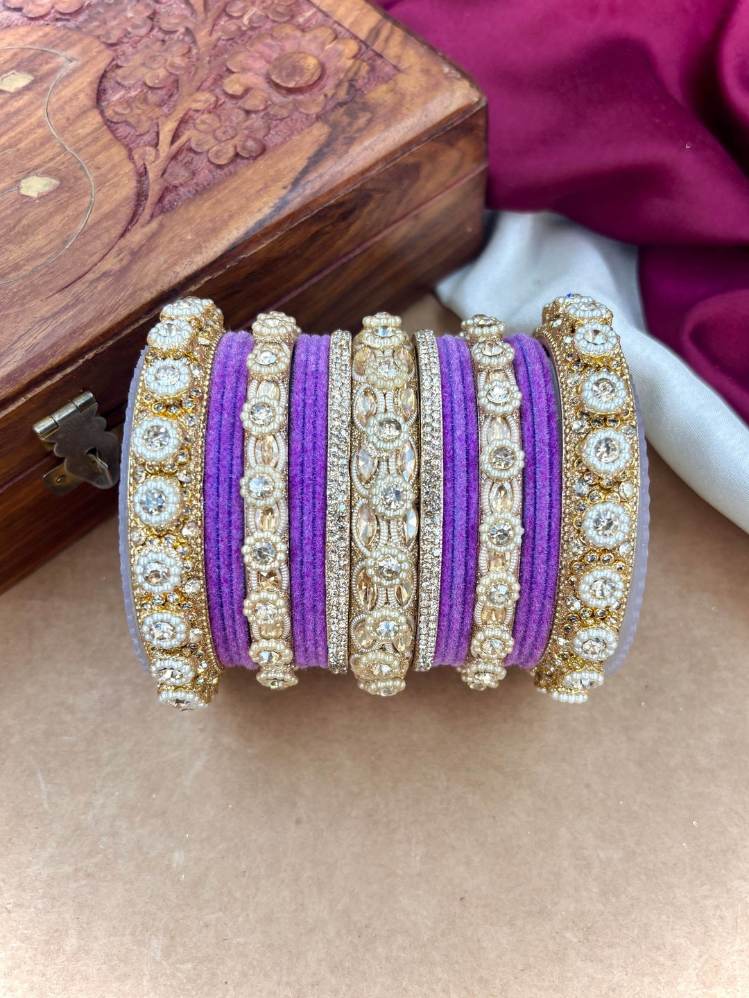 Ishhaara Kundan Bangle Set with Polki Stones — handcrafted Indian jewellery - view 5