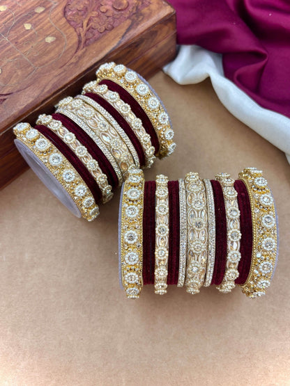 Ishhaara Kundan Bangle Set with Polki Stones — handcrafted Indian jewellery - view 9