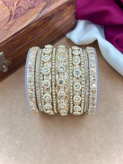 Ishhaara Kundan Bangle Set with Polki Stones — handcrafted Indian jewellery - view 3