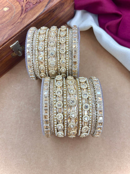 Ishhaara Kundan Bangle Set with Polki Stones — handcrafted Indian jewellery - view 5