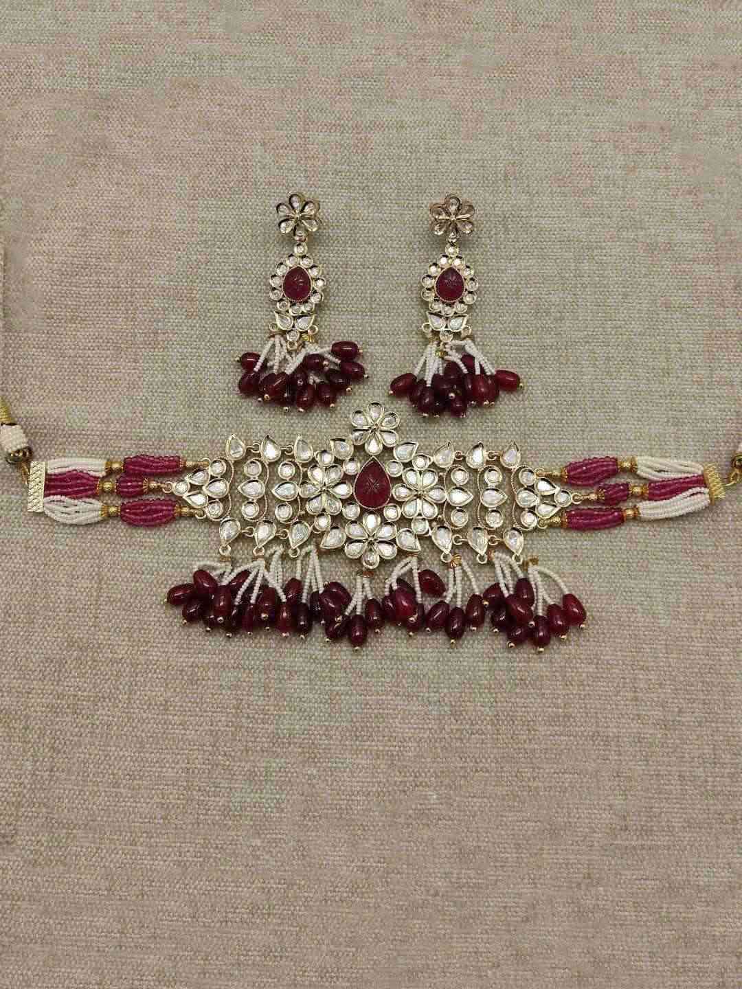 Ishhaara Kundan Bead Drop Choker Jewellery