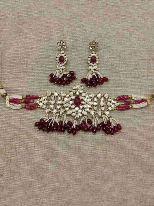 Ishhaara Kundan Bead Drop Choker Jewellery