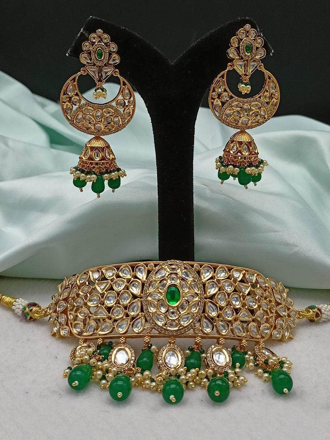 Ishhaara Kundan & Beads Enamelling Choker Necklace & Earring