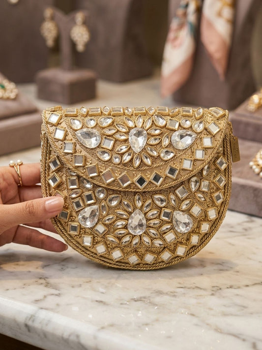 Ishhaara Kundan Brass Mini Clutch