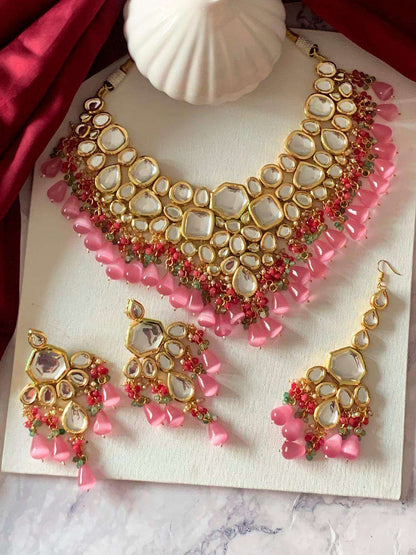 Ishhaara Kundan Bridal Necklace With Teeka