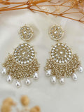 Ishhaara Kundan Chandbali And Pearls Earrings