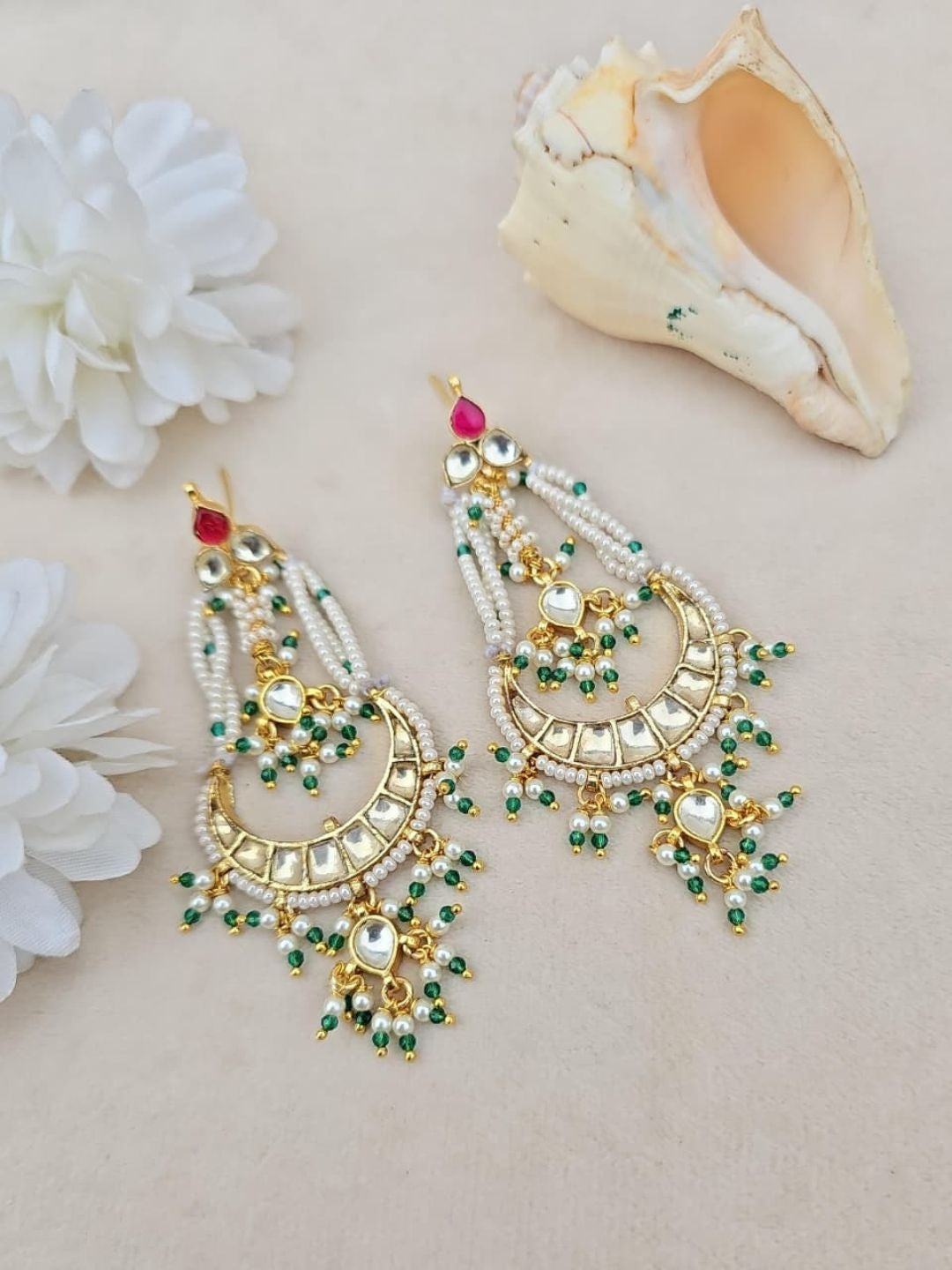 Ishhaara Kundan Chandbali Earrings - handcrafted Indian jewellery