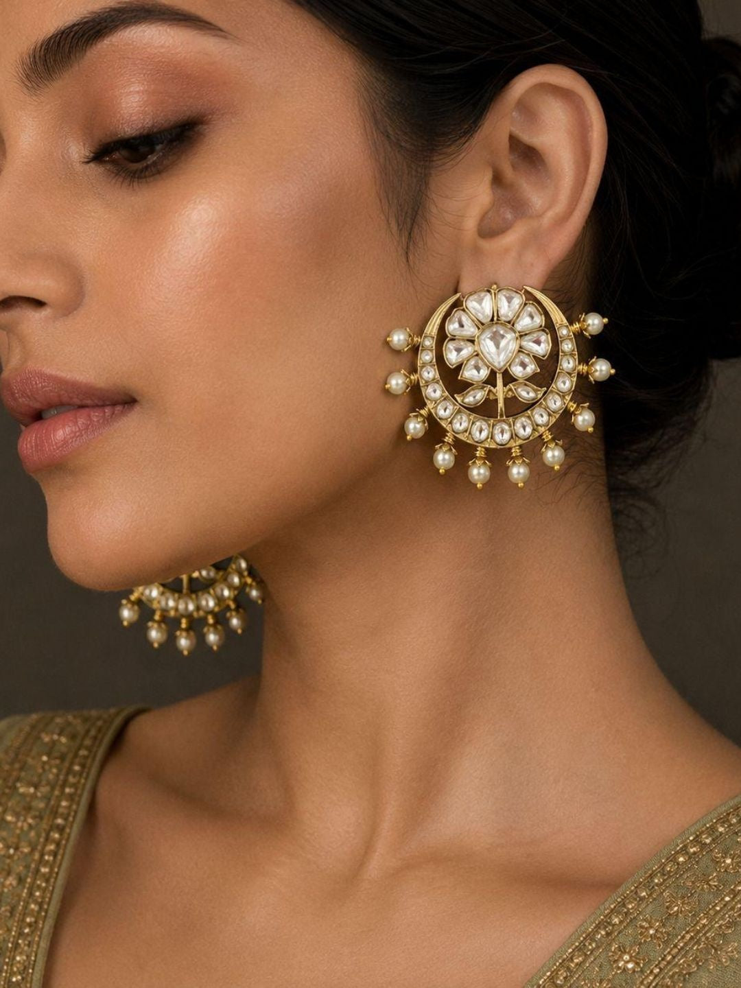 Ishhaara Kundan Chandbali Earrings — handcrafted Indian jewellery